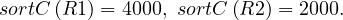 sortC (R1 ) = 4000, sortC (R2 ) = 2000.
