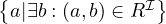 {              I}
  a|∃b : (a,b) ∈ R