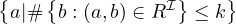 {    {           }    }
 a|#  b : (a,b) ∈ RI ≤ k